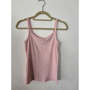 Y2K Victoria's Secret Pink Ribbed Spaghetti Strap Cami‎ Top Logo Detail M
